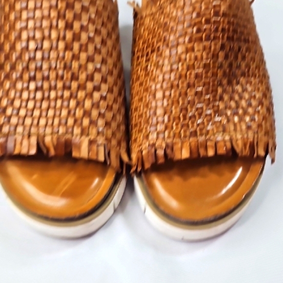 Diba Brown Woven Platform Leather Slide Sandals Size 8.5 - Picture 9 of 9